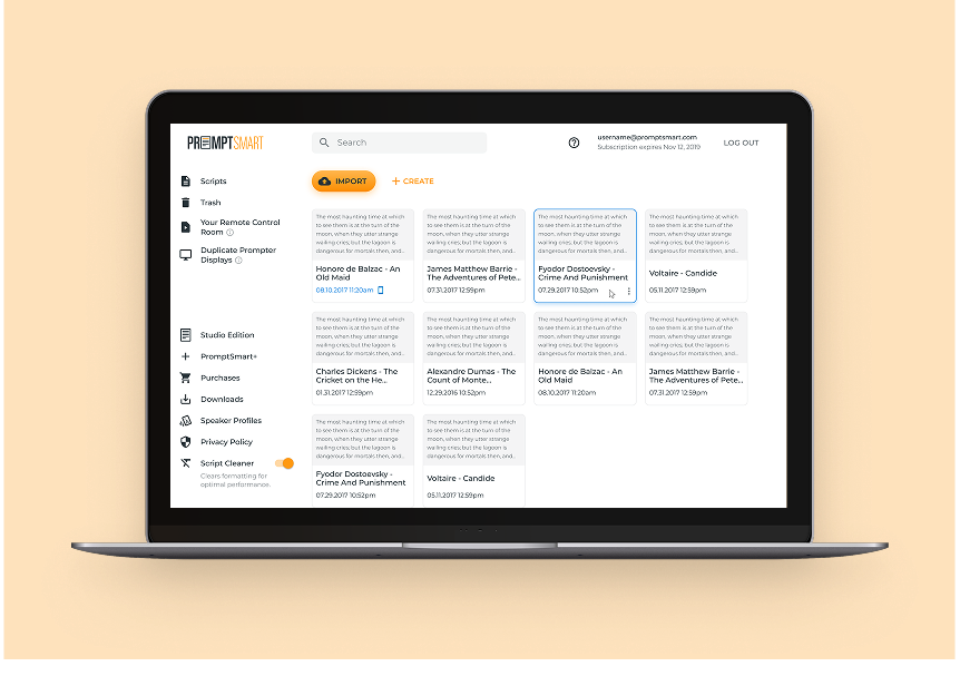 PromptSmart overview — script-list dashboard