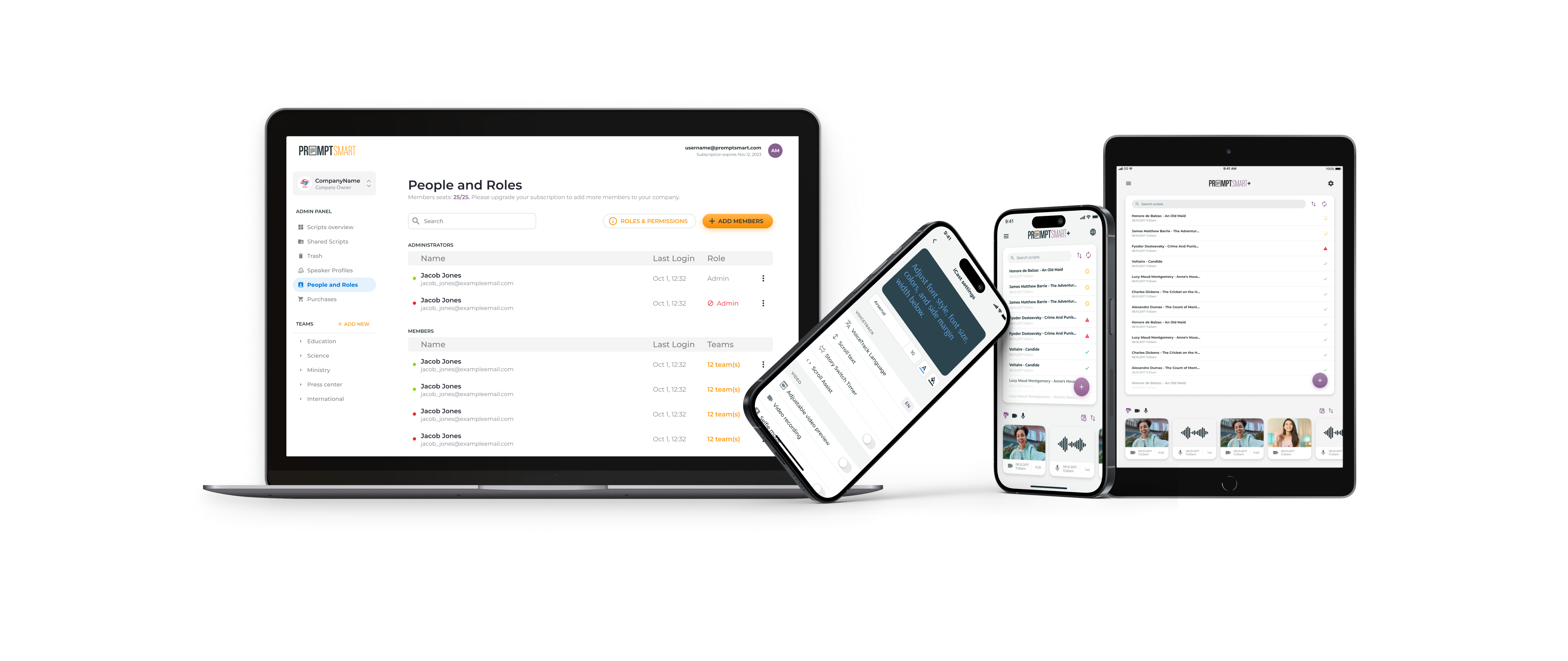 PromptSmart enterprise collaboration platform screens