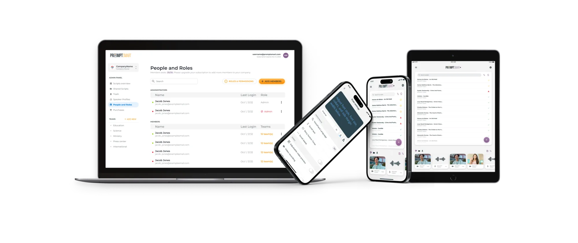 PromptSmart enterprise collaboration platform screens