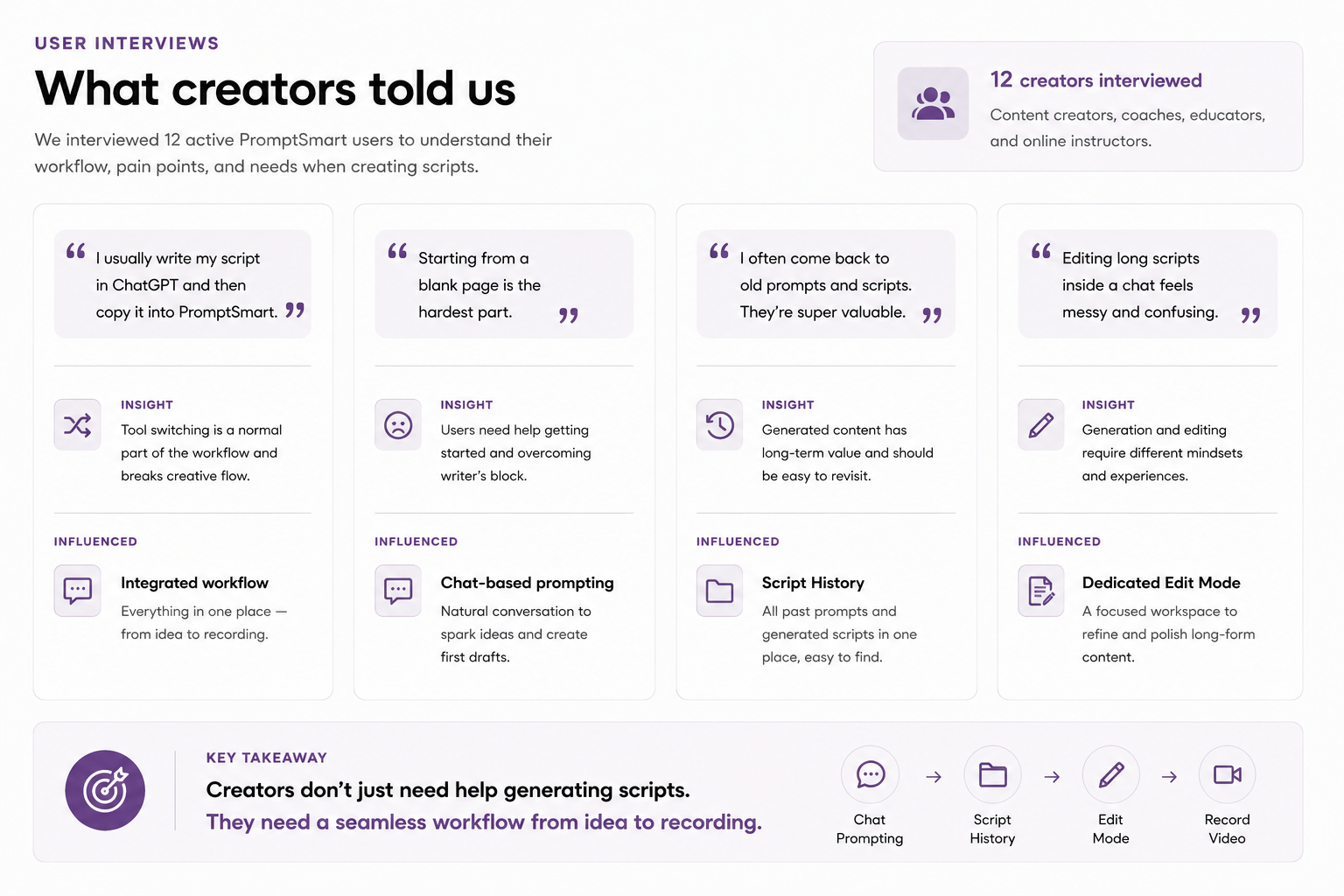 ScriptBuddy process — user interview