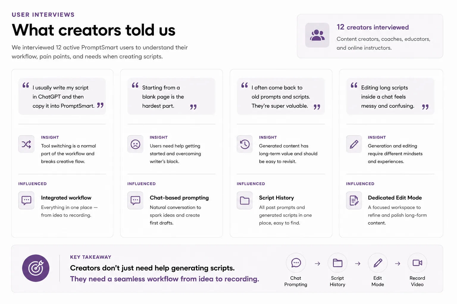 ScriptBuddy process — user interview