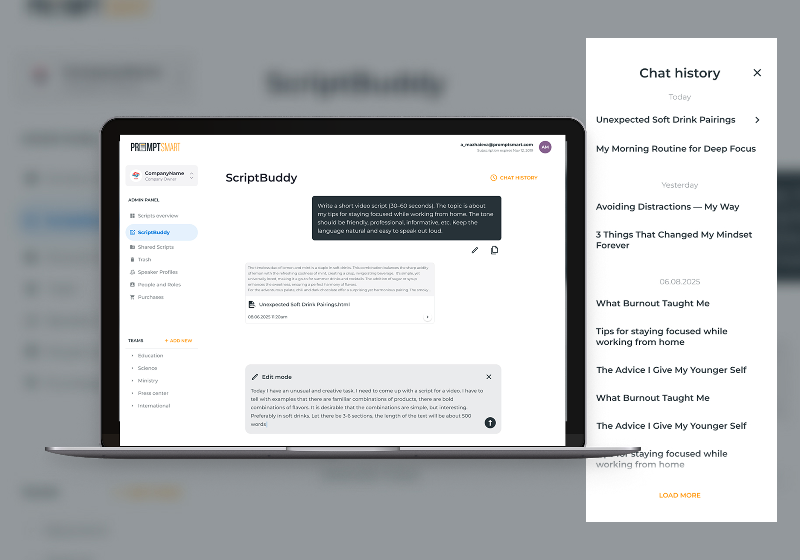 ScriptBuddy result — web experience