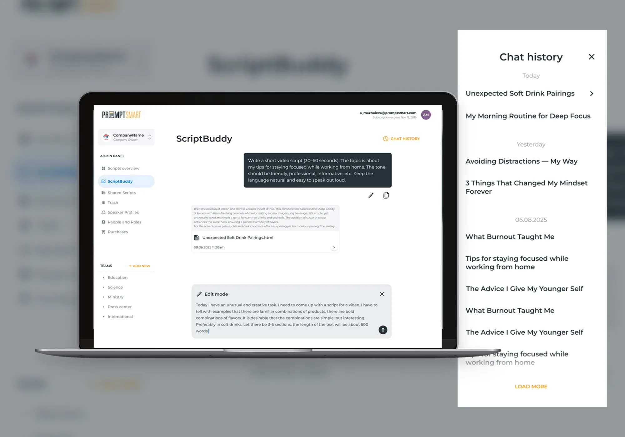 ScriptBuddy result — web experience
